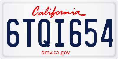 CA license plate 6TQI654