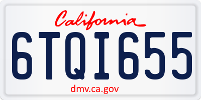 CA license plate 6TQI655