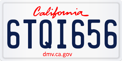 CA license plate 6TQI656