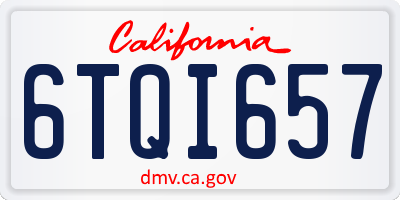 CA license plate 6TQI657