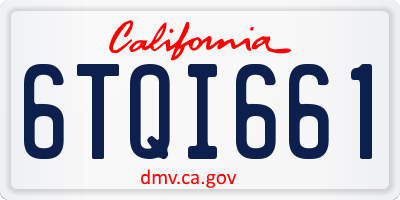 CA license plate 6TQI661