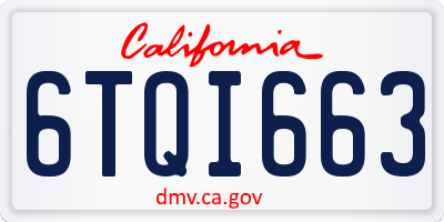 CA license plate 6TQI663