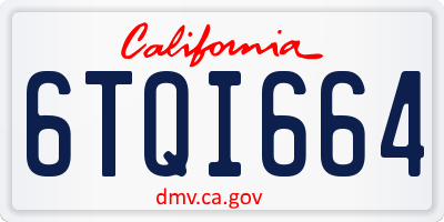 CA license plate 6TQI664