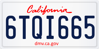 CA license plate 6TQI665