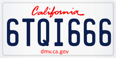 CA license plate 6TQI666