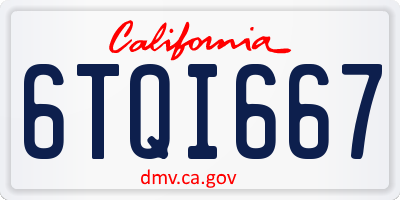 CA license plate 6TQI667