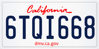 CA license plate 6TQI668