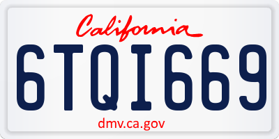 CA license plate 6TQI669