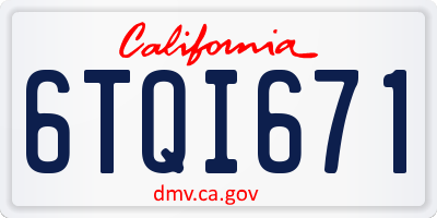 CA license plate 6TQI671