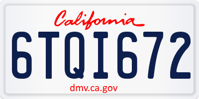 CA license plate 6TQI672