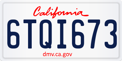 CA license plate 6TQI673