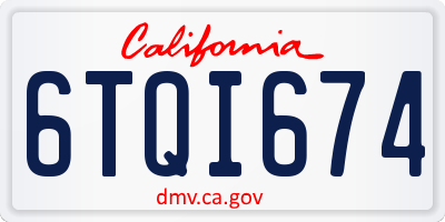 CA license plate 6TQI674