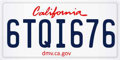 CA license plate 6TQI676