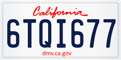 CA license plate 6TQI677