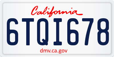 CA license plate 6TQI678