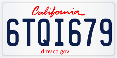 CA license plate 6TQI679