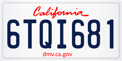 CA license plate 6TQI681