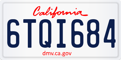 CA license plate 6TQI684