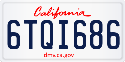 CA license plate 6TQI686