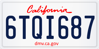 CA license plate 6TQI687