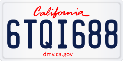 CA license plate 6TQI688