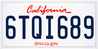 CA license plate 6TQI689