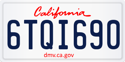 CA license plate 6TQI690