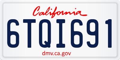 CA license plate 6TQI691