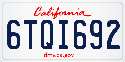 CA license plate 6TQI692