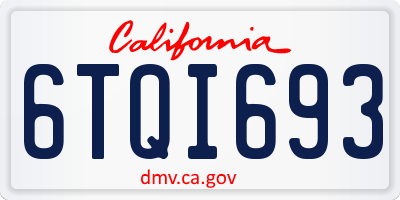 CA license plate 6TQI693