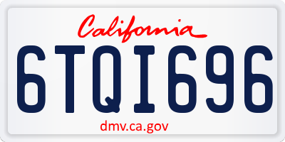 CA license plate 6TQI696
