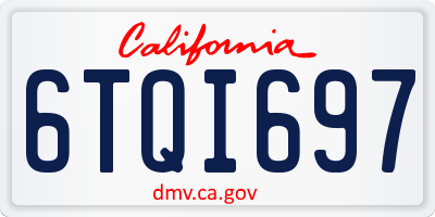 CA license plate 6TQI697