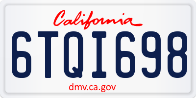 CA license plate 6TQI698