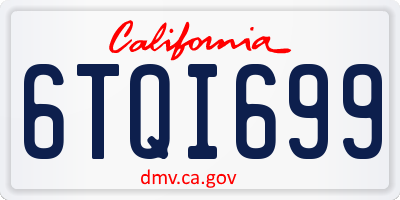 CA license plate 6TQI699