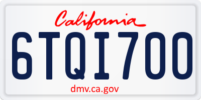 CA license plate 6TQI700