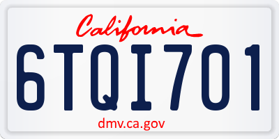 CA license plate 6TQI701