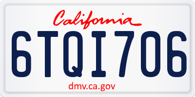 CA license plate 6TQI706