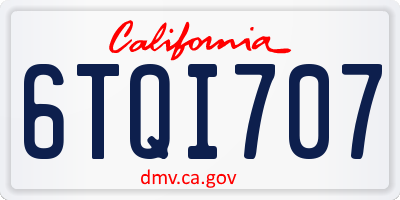 CA license plate 6TQI707