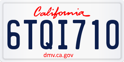 CA license plate 6TQI710