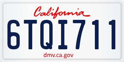 CA license plate 6TQI711