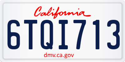 CA license plate 6TQI713