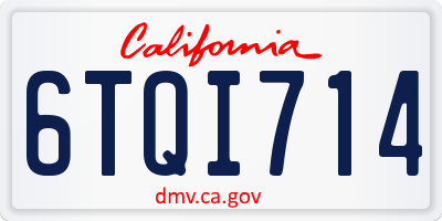 CA license plate 6TQI714