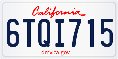 CA license plate 6TQI715