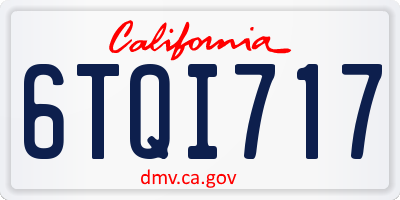 CA license plate 6TQI717