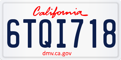 CA license plate 6TQI718