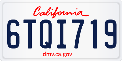 CA license plate 6TQI719