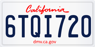 CA license plate 6TQI720