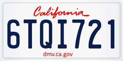 CA license plate 6TQI721