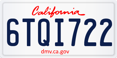 CA license plate 6TQI722