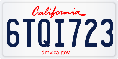 CA license plate 6TQI723